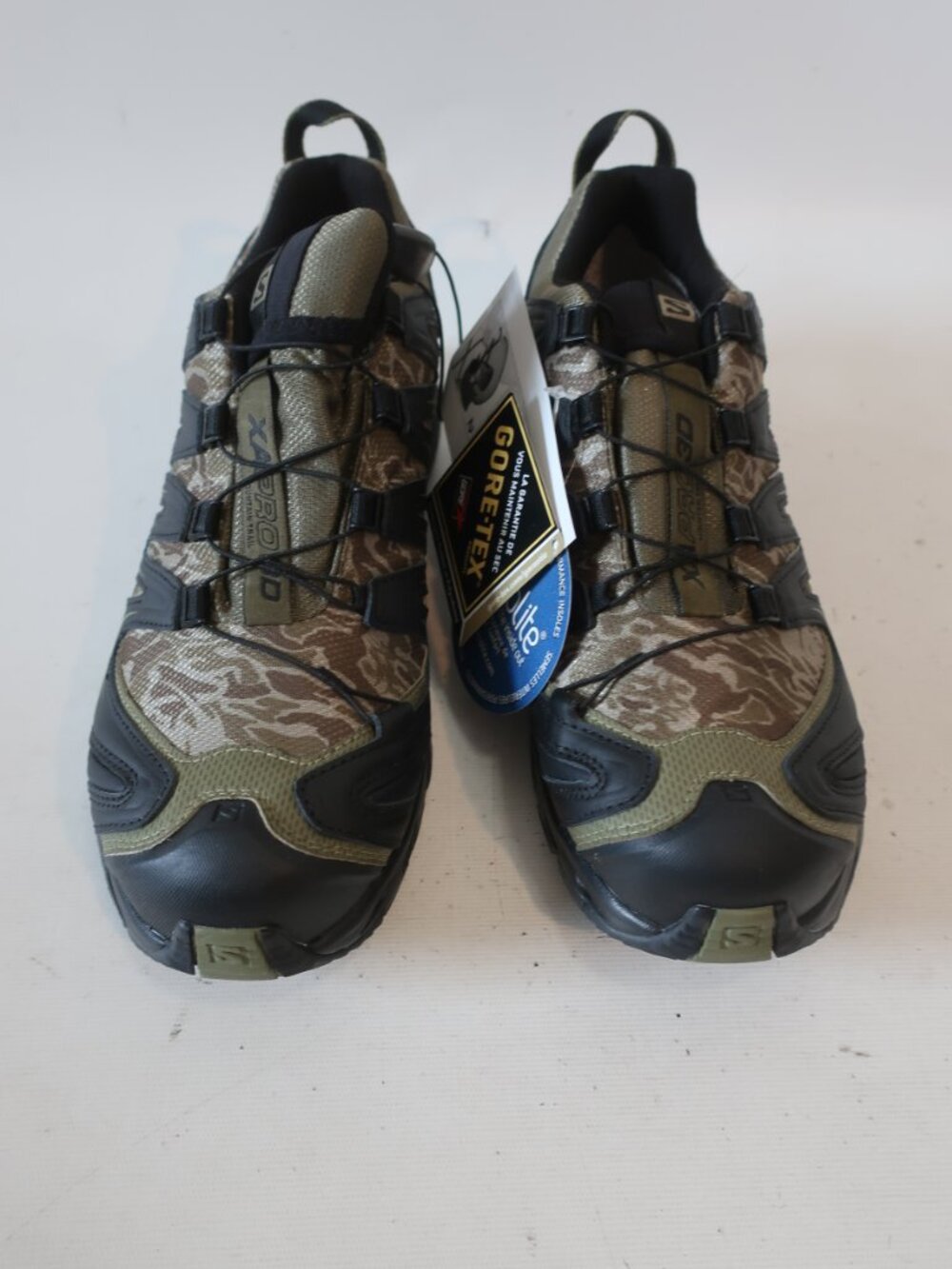 NWOB Mens Salomon Black Army Green Camo Low Top Quicklace XA Pro Hiking Shoe 10